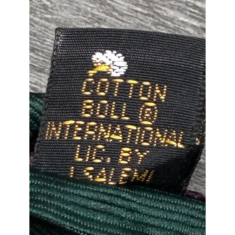 Cotton Boll 2 Tie Lot 100% Silk Made USA Navy Green Cotton Motif 3.75